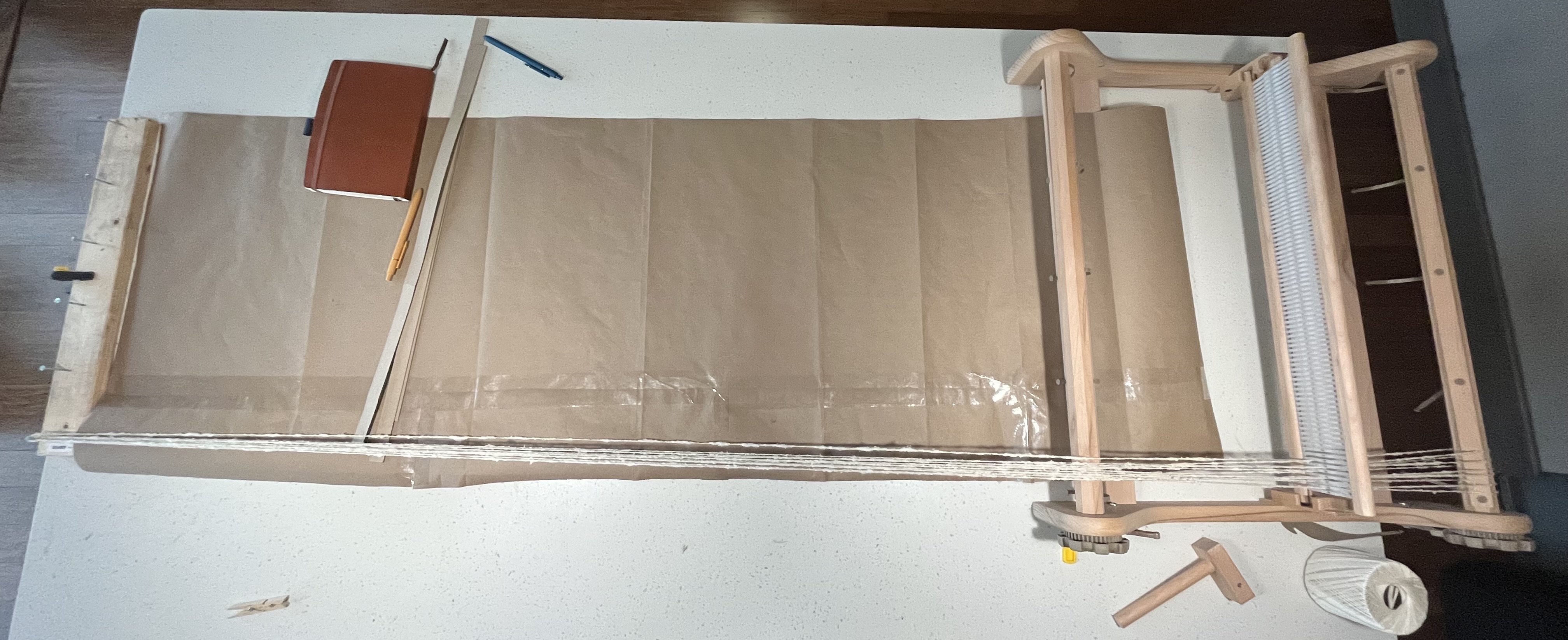 Photo of warping setup